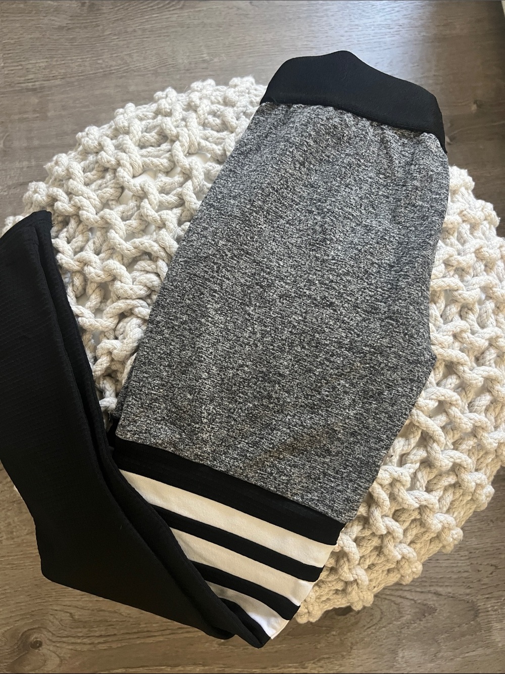 Bombshell Sportswear Gray and Black Pencil Skirt with Striped Hem